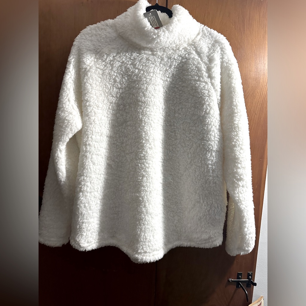 Womens Brand New White 32 Degrees Long Sleeve Fleece Pullover